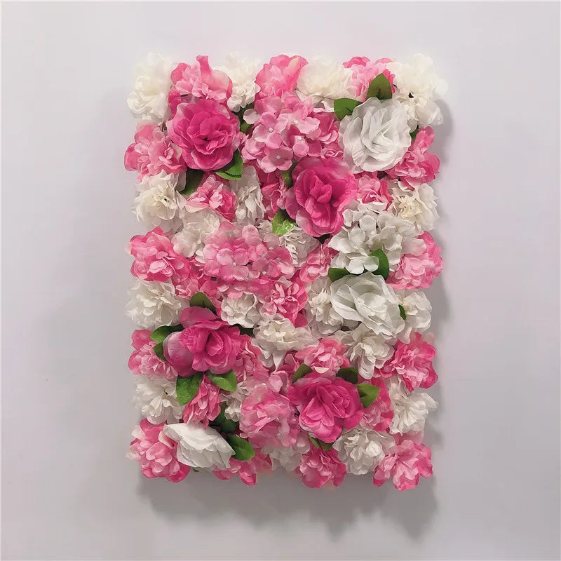 Pink Silk Rose Flower Wall Artificial Flower Backdrop Panel for Wedding Baby Shower Birthday Home Party Decoration Room Decor