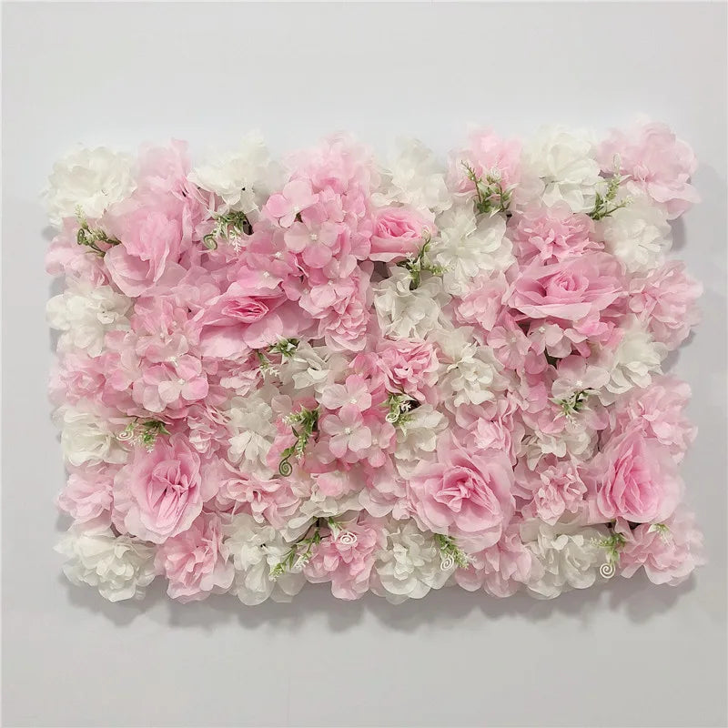 Pink Silk Rose Flower Wall Artificial Flower Backdrop Panel for Wedding Baby Shower Birthday Home Party Decoration Room Decor