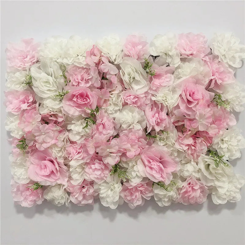 Pink Silk Rose Flower Wall Artificial Flower Backdrop Panel for Wedding Baby Shower Birthday Home Party Decoration Room Decor