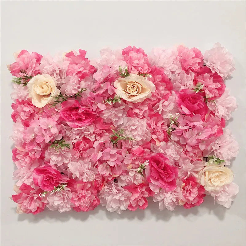 Pink Silk Rose Flower Wall Artificial Flower Backdrop Panel for Wedding Baby Shower Birthday Home Party Decoration Room Decor