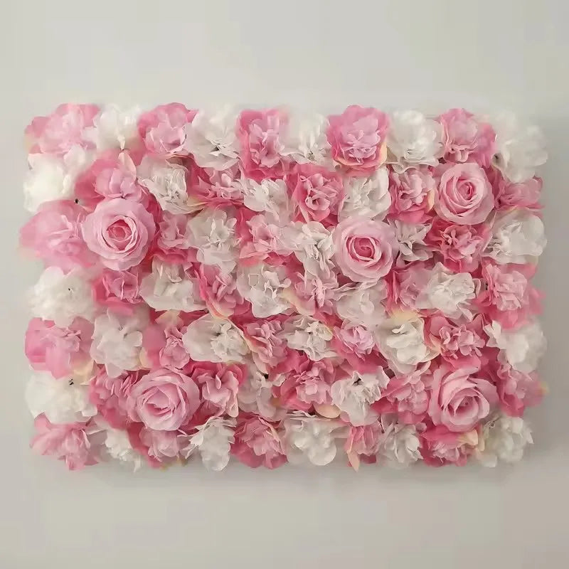 Pink Silk Rose Flower Wall Artificial Flower Backdrop Panel for Wedding Baby Shower Birthday Home Party Decoration Room Decor