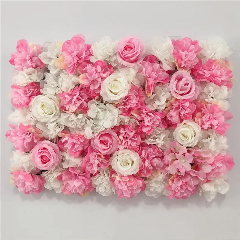 Pink Silk Rose Flower Wall Artificial Flower Backdrop Panel for Wedding Baby Shower Birthday Home Party Decoration Room Decor