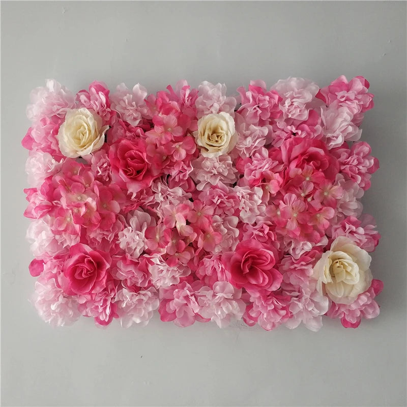Pink Silk Rose Flower Wall Artificial Flower Backdrop Panel for Wedding Baby Shower Birthday Home Party Decoration Room Decor