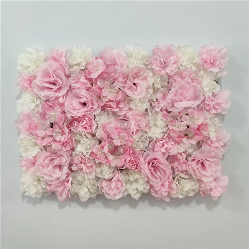 Pink Silk Rose Flower Wall Artificial Flower Backdrop Panel for Wedding Baby Shower Birthday Home Party Decoration Room Decor