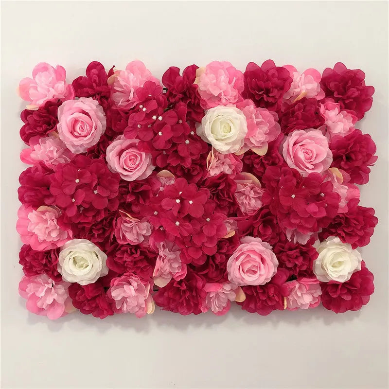 Pink Silk Rose Flower Wall Artificial Flower Backdrop Panel for Wedding Baby Shower Birthday Home Party Decoration Room Decor