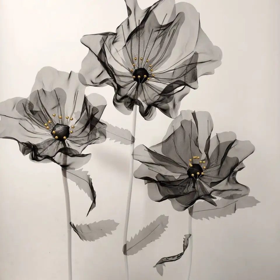 160cm Large Black Silk Poppy Artificial Flowers Wedding Decor Props Road Lead Flower Window Display Garden Yard Home Decoration