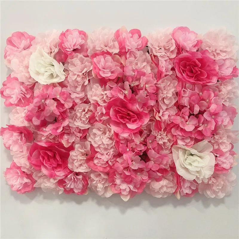 Pink Silk Rose Flower Wall Artificial Flower Backdrop Panel for Wedding Baby Shower Birthday Home Party Decoration Room Decor