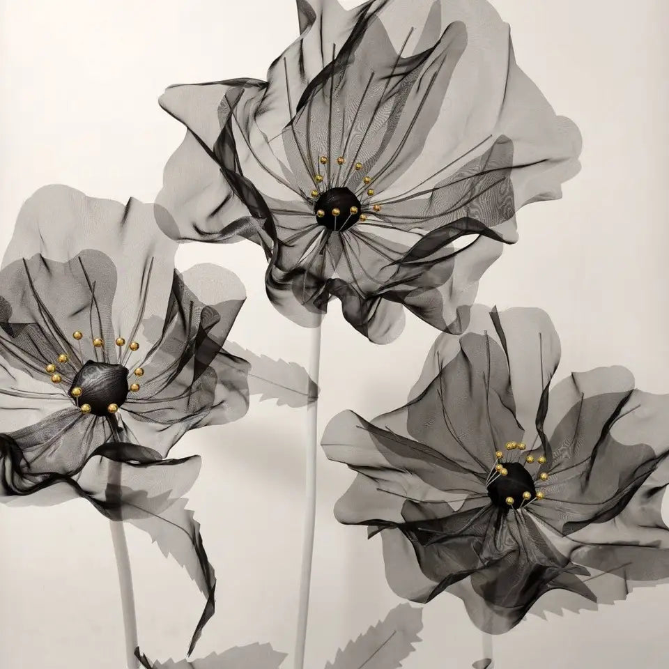 160cm Large Black Silk Poppy Artificial Flowers Wedding Decor Props Road Lead Flower Window Display Garden Yard Home Decoration