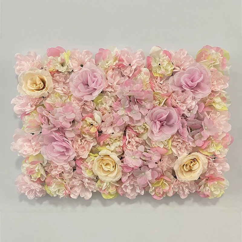 Pink Silk Rose Flower Wall Artificial Flower Backdrop Panel for Wedding Baby Shower Birthday Home Party Decoration Room Decor