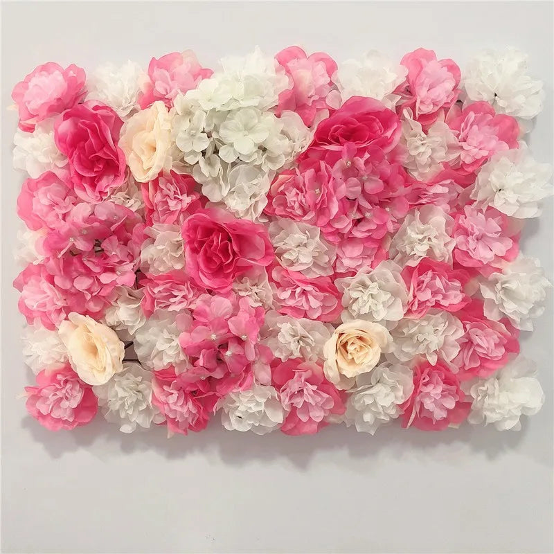 Pink Silk Rose Flower Wall Artificial Flower Backdrop Panel for Wedding Baby Shower Birthday Home Party Decoration Room Decor