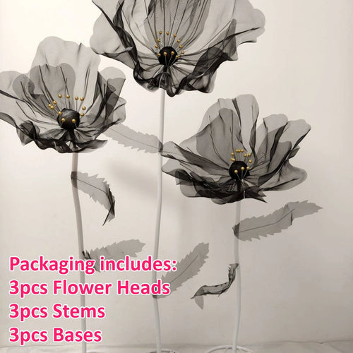 160cm Large Black Silk Poppy Artificial Flowers Wedding Decor Props Road Lead Flower Window Display Garden Yard Home Decoration