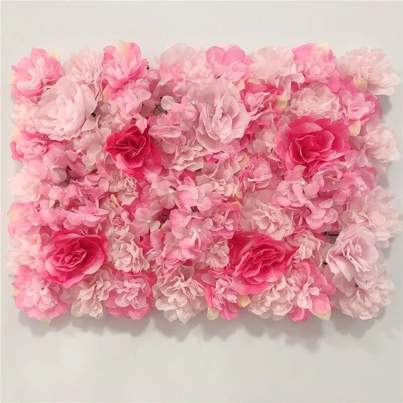 Pink Silk Rose Flower Wall Artificial Flower Backdrop Panel for Wedding Baby Shower Birthday Home Party Decoration Room Decor