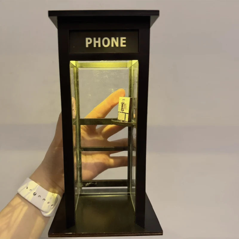 Vintage Signature Phone Booth Lamp Ornament Phone Booth Atmosphere Warm Led Lamp Craft Decor For Bedroom Home Office Bar Gift