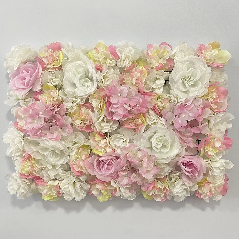 Pink Silk Rose Flower Wall Artificial Flower Backdrop Panel for Wedding Baby Shower Birthday Home Party Decoration Room Decor