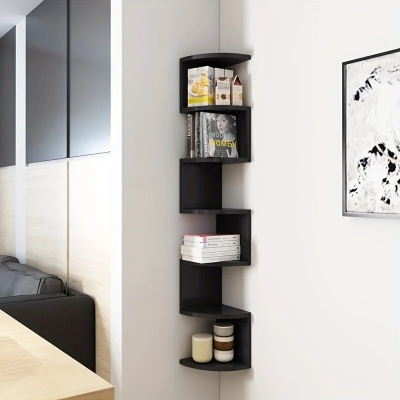 7-Tier Rustic Wall-Mounted Corner Shelf - Christmas Home Decor, Suitable for Living Room, Bedroom, Kitchen - Easy-To-Install Home Storage Shelf, Decorative Storage Rack, Easy to Assemble, Home Corner Triangular Wall-Mounted Storage Rack, Corner Divider, T