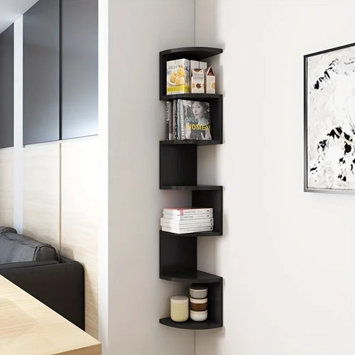 7-Tier Rustic Wall-Mounted Corner Shelf - Christmas Home Decor, Suitable for Living Room, Bedroom, Kitchen - Easy-To-Install Home Storage Shelf, Decorative Storage Rack, Easy to Assemble, Home Corner Triangular Wall-Mounted Storage Rack, Corner Divider, T
