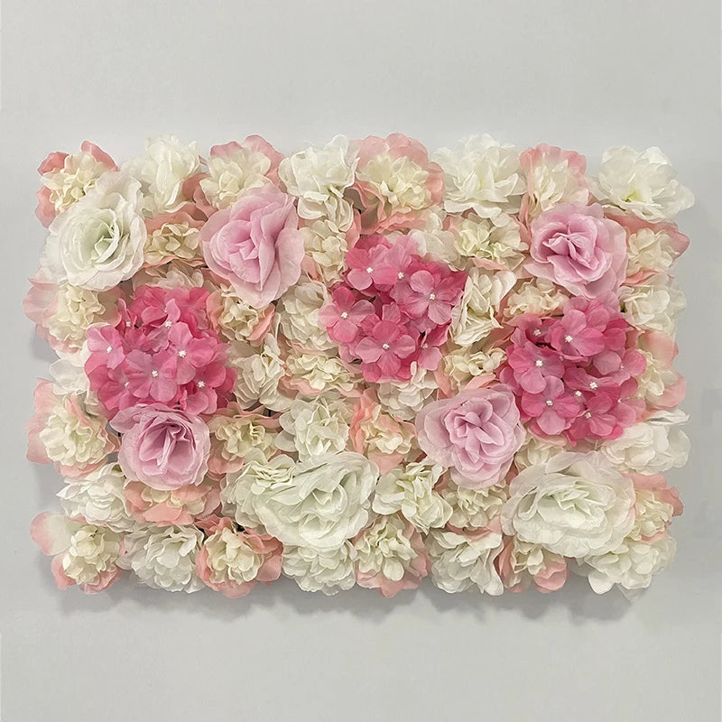 Pink Silk Rose Flower Wall Artificial Flower Backdrop Panel for Wedding Baby Shower Birthday Home Party Decoration Room Decor