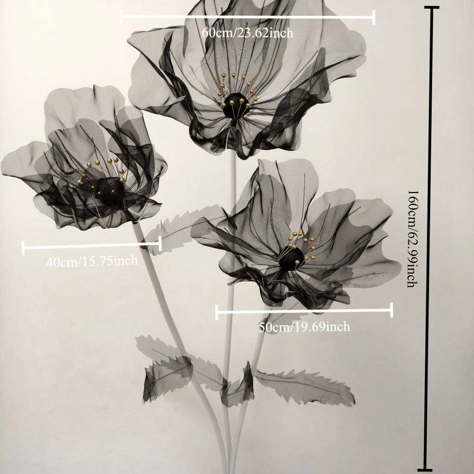 160cm Large Black Silk Poppy Artificial Flowers Wedding Decor Props Road Lead Flower Window Display Garden Yard Home Decoration