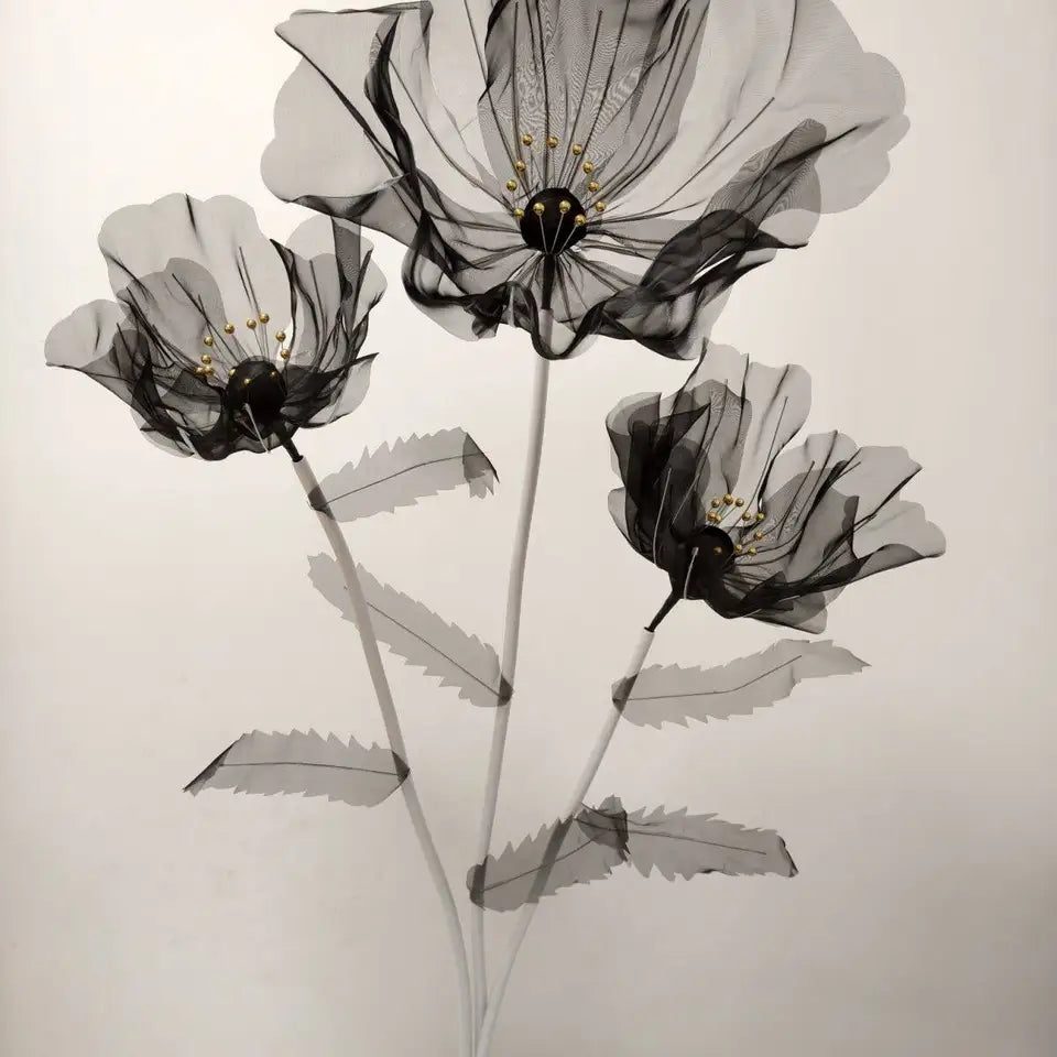 160cm Large Black Silk Poppy Artificial Flowers Wedding Decor Props Road Lead Flower Window Display Garden Yard Home Decoration