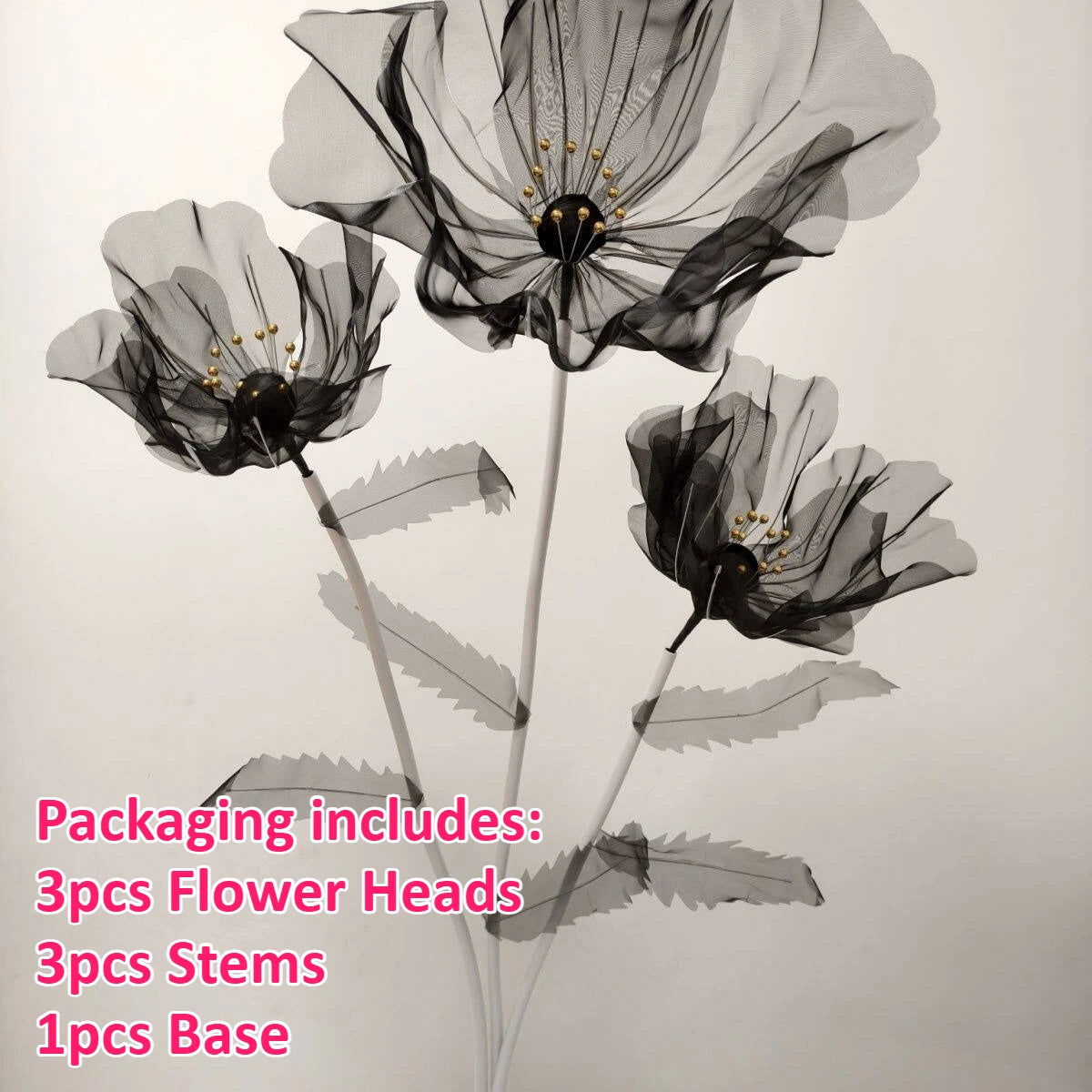 160cm Large Black Silk Poppy Artificial Flowers Wedding Decor Props Road Lead Flower Window Display Garden Yard Home Decoration