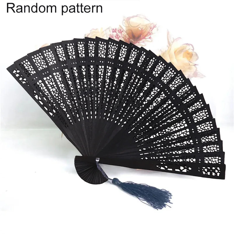 Embroidery Chinese Dance Hand Fan Party Wedding Prom Bamboo Hand Folding Lace Fabric Vintage Craft Gift Fan Home Decoration