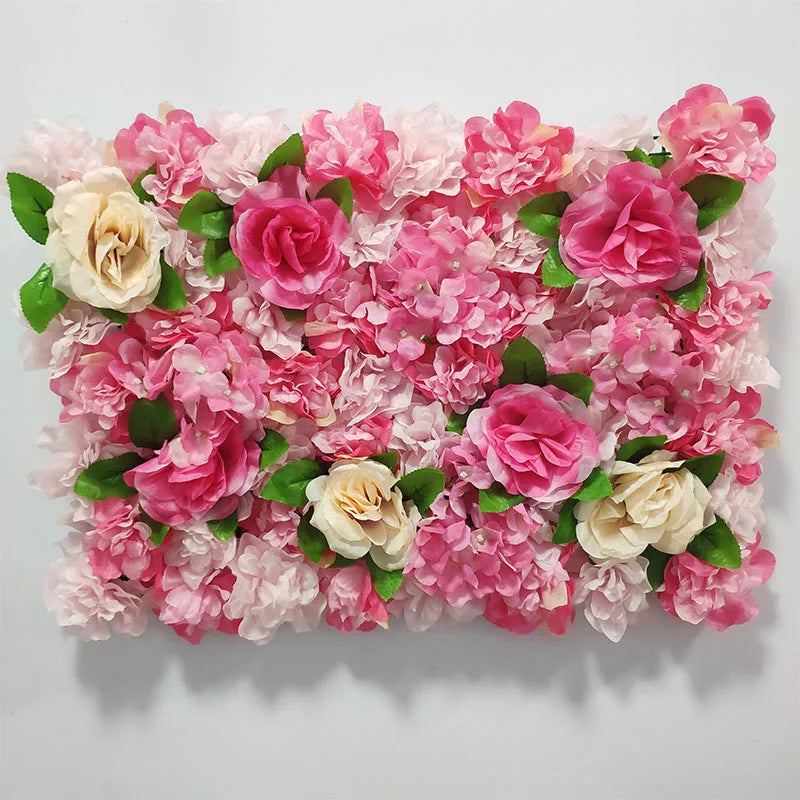 Pink Silk Rose Flower Wall Artificial Flower Backdrop Panel for Wedding Baby Shower Birthday Home Party Decoration Room Decor