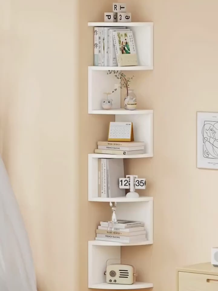 7-Tier Rustic Wall-Mounted Corner Shelf - Christmas Home Decor, Suitable for Living Room, Bedroom, Kitchen - Easy-To-Install Home Storage Shelf, Decorative Storage Rack, Easy to Assemble, Home Corner Triangular Wall-Mounted Storage Rack, Corner Divider, T