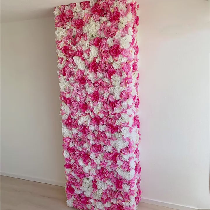 Pink Silk Rose Flower Wall Artificial Flower Backdrop Panel for Wedding Baby Shower Birthday Home Party Decoration Room Decor